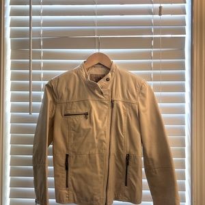 Leather jacket , with lining , zippers